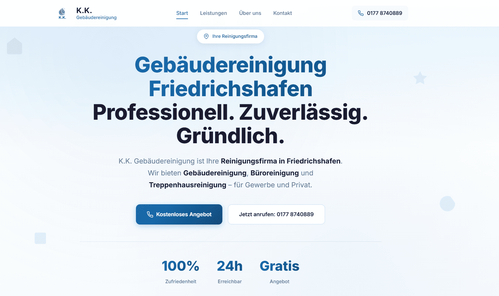 KK Gebäudereinigung Website Friedrichshafen